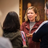 President and Chief Operating Officer Jennifer Rumsey meets with Cummins employees.